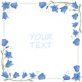 Vector floral frame with bell flowers; blue flower wreath.